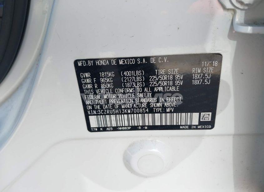 Photo 9 of 2019 Honda Hr-v SPORT (VIN 3CZRU5H13KM700854)