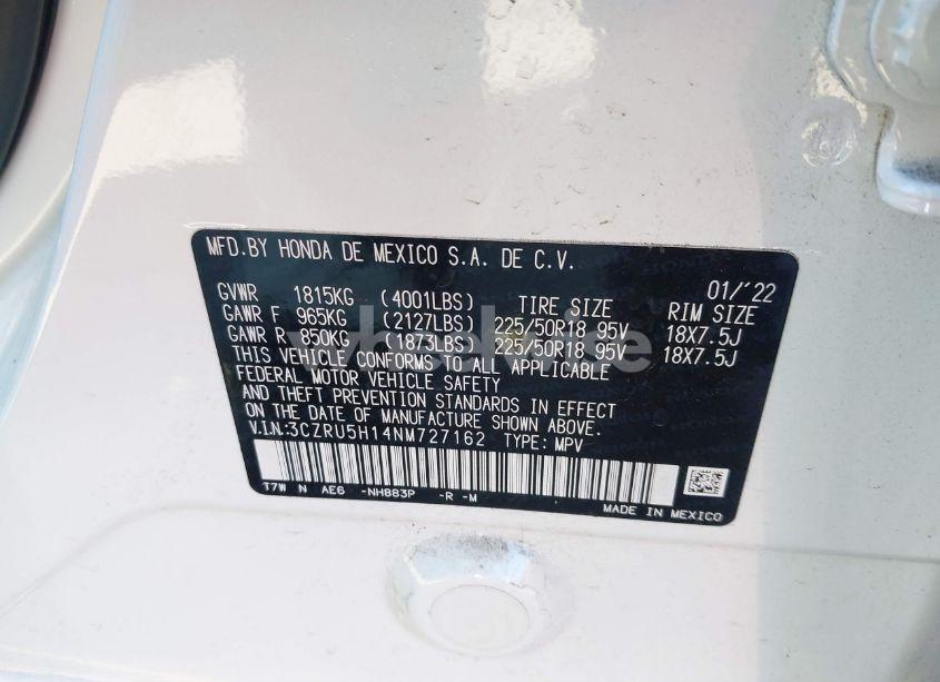 Photo 9 of 2022 Honda Hr-v 2WD SPORT (VIN 3CZRU5H14NM727162)