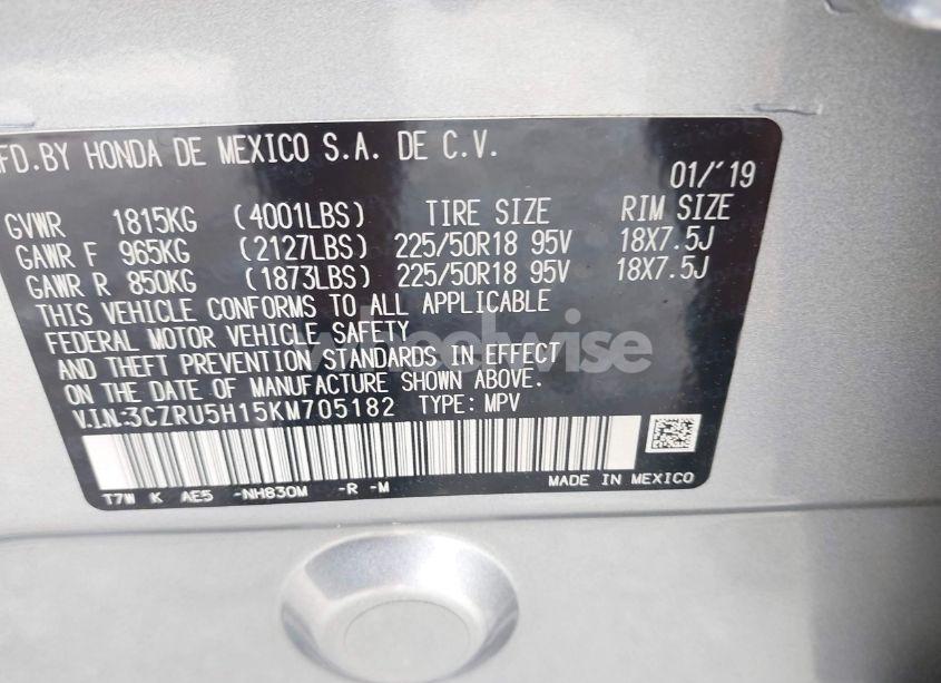 Photo 9 of 2019 Honda Hr-v SPORT (VIN 3CZRU5H15KM705182)