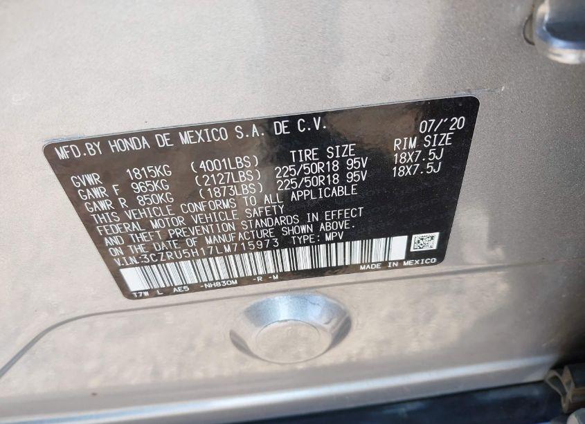 Photo 9 of 2020 Honda Hr-v 2WD SPORT (VIN 3CZRU5H17LM715973)