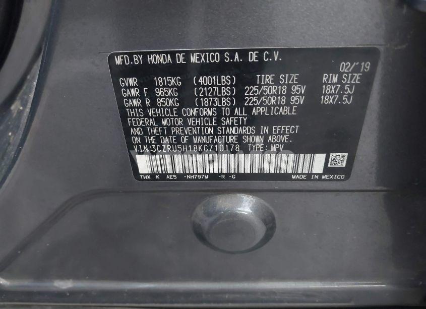 Photo 9 of 2019 Honda Hr-v SPORT (VIN 3CZRU5H18KG710178)