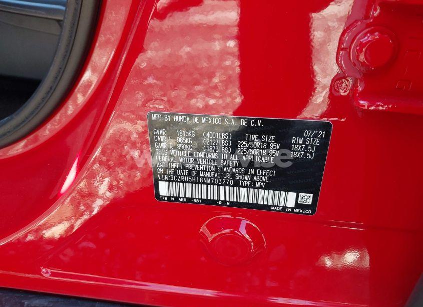 Photo 9 of 2022 Honda Hr-v 2WD SPORT (VIN 3CZRU5H18NM703270)