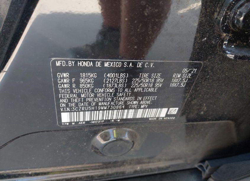 Photo 9 of 2021 Honda Hr-v 2WD SPORT (VIN 3CZRU5H19MM730864)