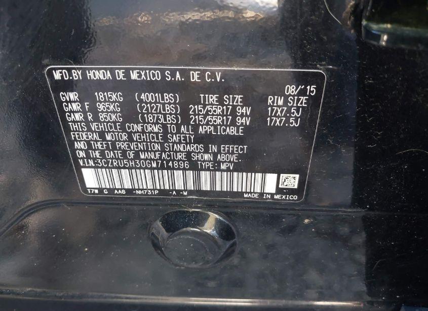 Photo 9 of 2016 Honda Hr-v LX (VIN 3CZRU5H30GM714896)