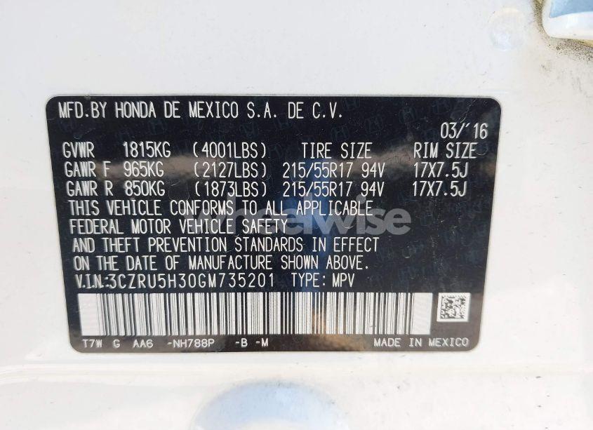 Photo 9 of 2016 Honda Hr-v LX (VIN 3CZRU5H30GM735201)