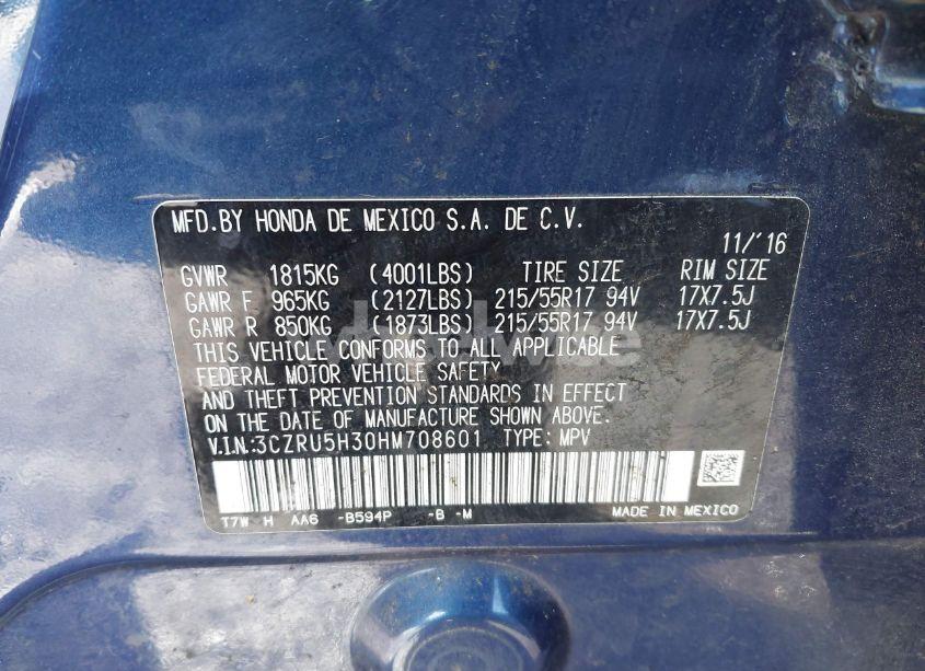 Photo 9 of 2017 Honda Hr-v LX (VIN 3CZRU5H30HM708601)