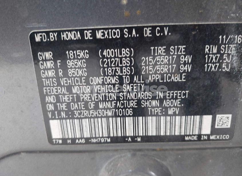 Photo 9 of 2017 Honda Hr-v LX (VIN 3CZRU5H30HM710106)