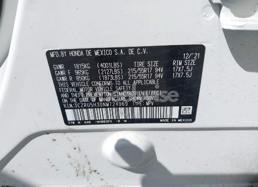 Photo 9 of 2022 Honda Hr-v 2WD LX (VIN 3CZRU5H30NM724969)