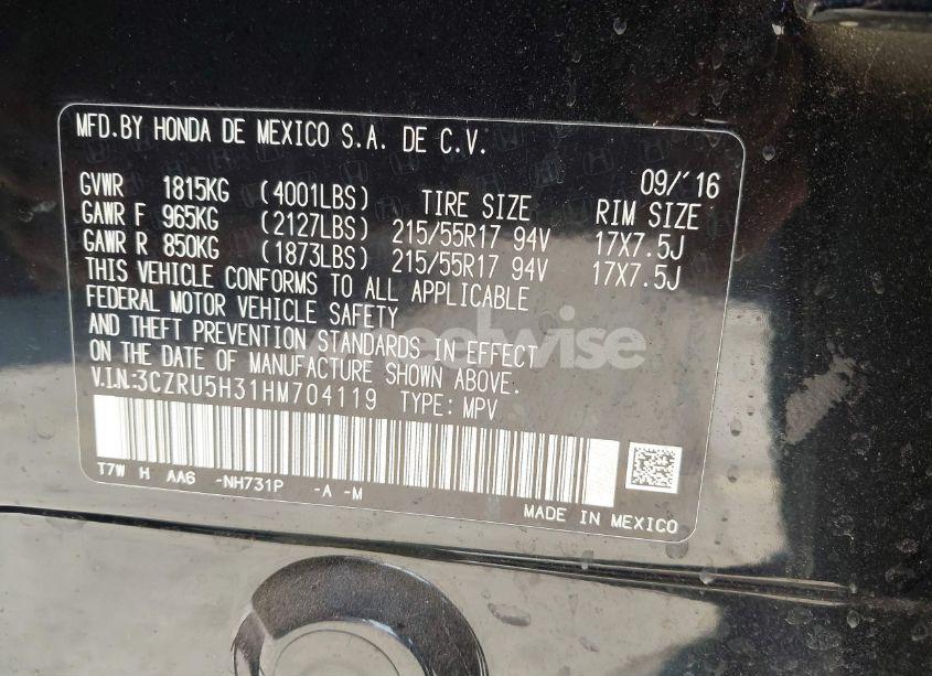 Photo 9 of 2017 Honda Hr-v LX (VIN 3CZRU5H31HM704119)