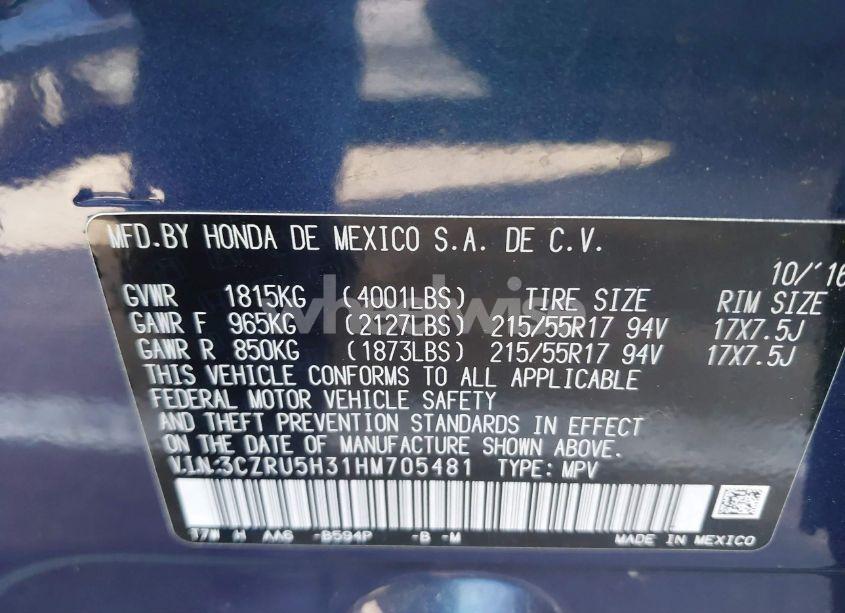 Photo 9 of 2017 Honda Hr-v LX (VIN 3CZRU5H31HM705481)