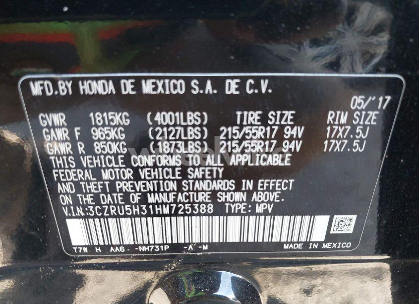 Photo 9 of 2017 Honda Hr-v LX (VIN 3CZRU5H31HM725388)