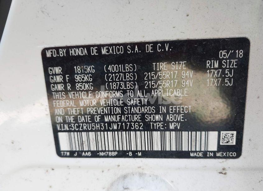 Photo 9 of 2018 Honda Hr-v LX (VIN 3CZRU5H31JM717362)