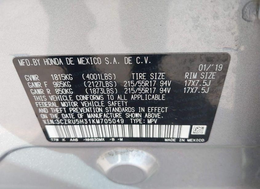 Photo 9 of 2019 Honda Hr-v LX (VIN 3CZRU5H31KM705049)