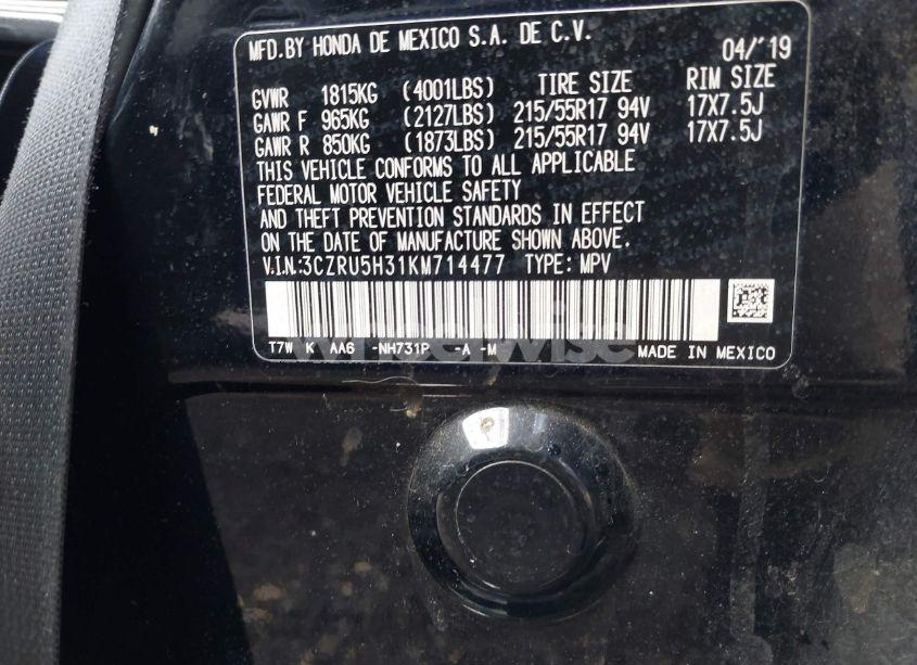 Photo 9 of 2019 Honda Hr-v LX (VIN 3CZRU5H31KM714477)