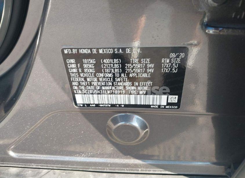 Photo 9 of 2020 Honda Hr-v 2WD LX (VIN 3CZRU5H31LM718918)