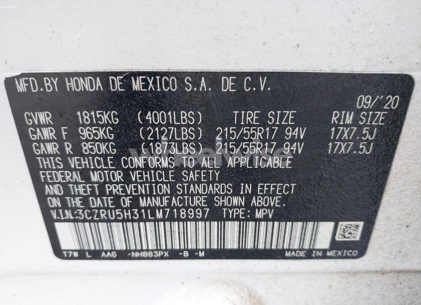 Photo 9 of 2020 Honda Hr-v 2WD LX (VIN 3CZRU5H31LM718997)