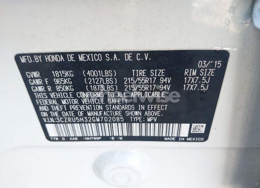 Photo 9 of 2016 Honda Hr-v LX (VIN 3CZRU5H32GM702085)