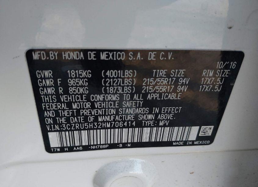 Photo 9 of 2017 Honda Hr-v LX (VIN 3CZRU5H32HM706414)