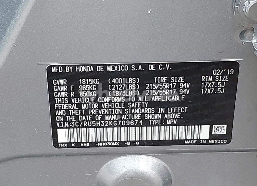 Photo 9 of 2019 Honda Hr-v LX (VIN 3CZRU5H32KG709674)