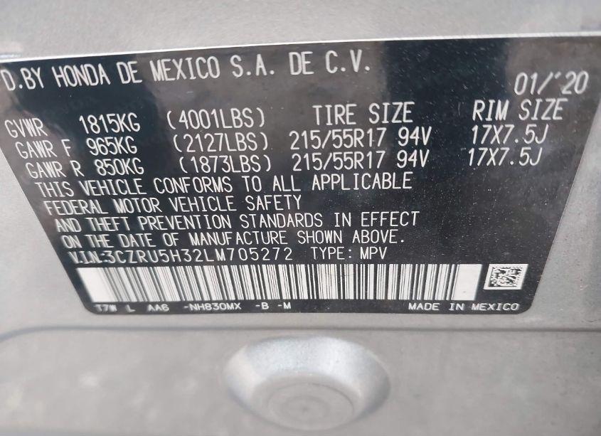 Photo 9 of 2020 Honda Hr-v 2WD LX (VIN 3CZRU5H32LM705272)