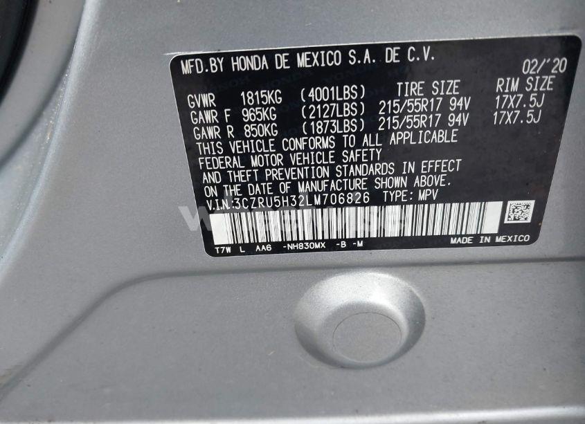 Photo 9 of 2020 Honda Hr-v 2WD LX (VIN 3CZRU5H32LM706826)