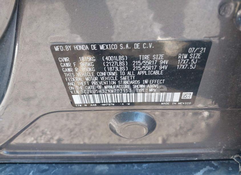 Photo 9 of 2022 Honda Hr-v 2WD LX (VIN 3CZRU5H32NM703153)