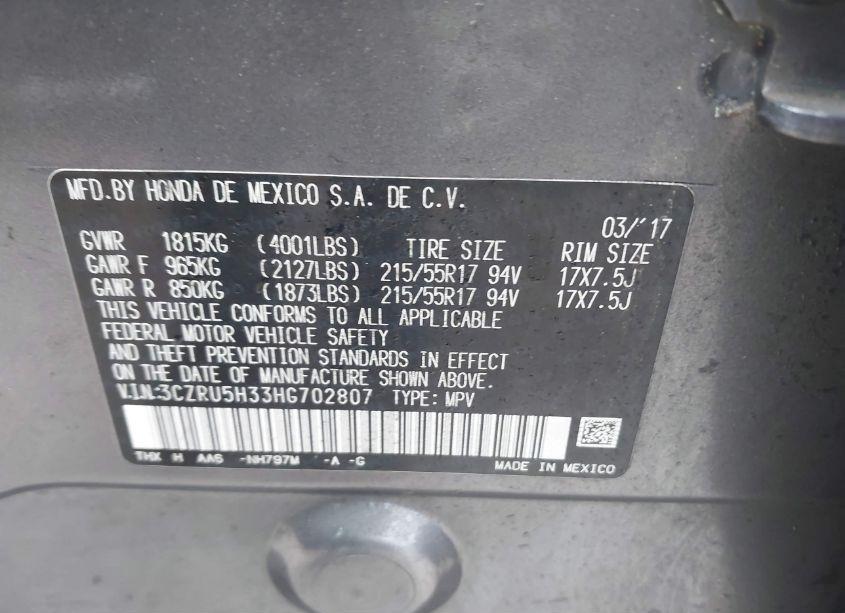 Photo 9 of 2017 Honda Hr-v LX (VIN 3CZRU5H33HG702807)