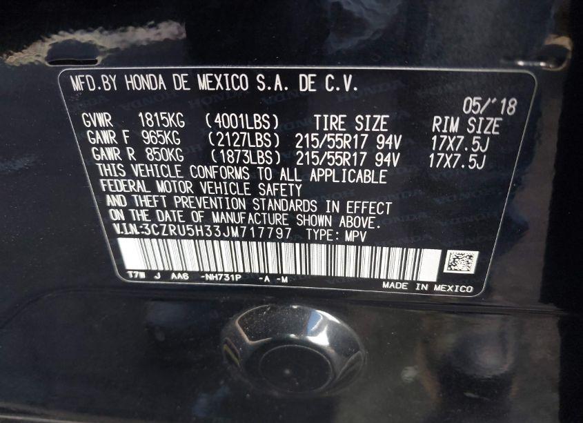 Photo 9 of 2018 Honda Hr-v LX (VIN 3CZRU5H33JM717797)