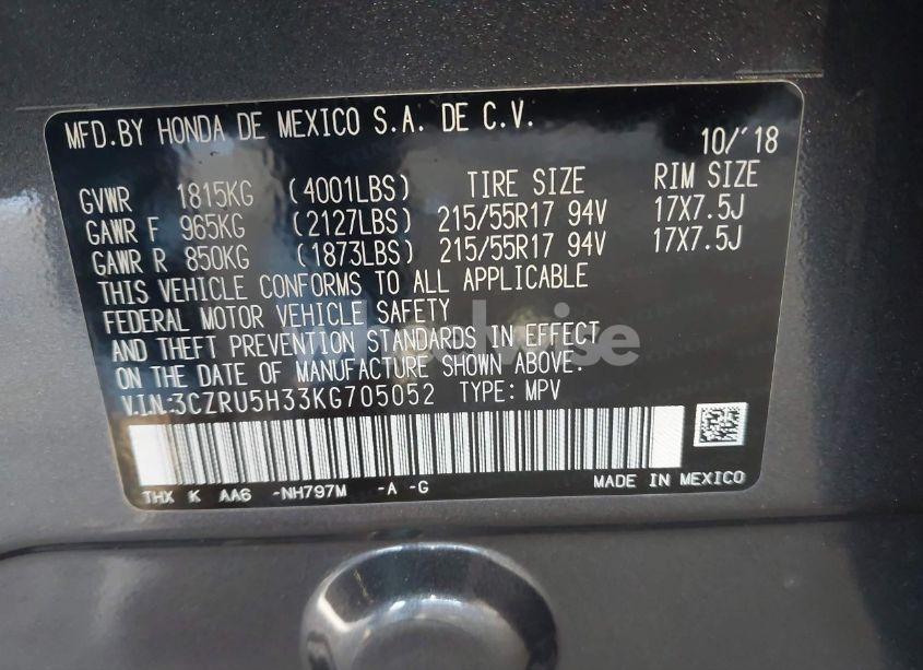 Photo 9 of 2019 Honda Hr-v LX (VIN 3CZRU5H33KG705052)