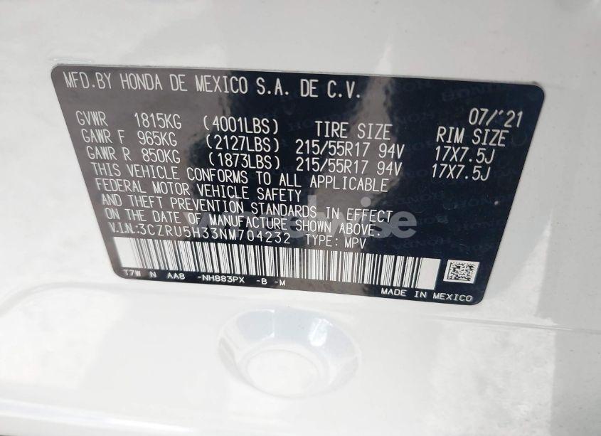 Photo 9 of 2022 Honda Hr-v 2WD LX (VIN 3CZRU5H33NM704232)