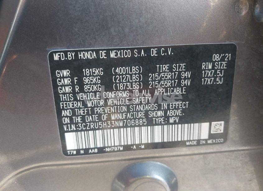 Photo 9 of 2022 Honda Hr-v 2WD LX (VIN 3CZRU5H33NM706885)