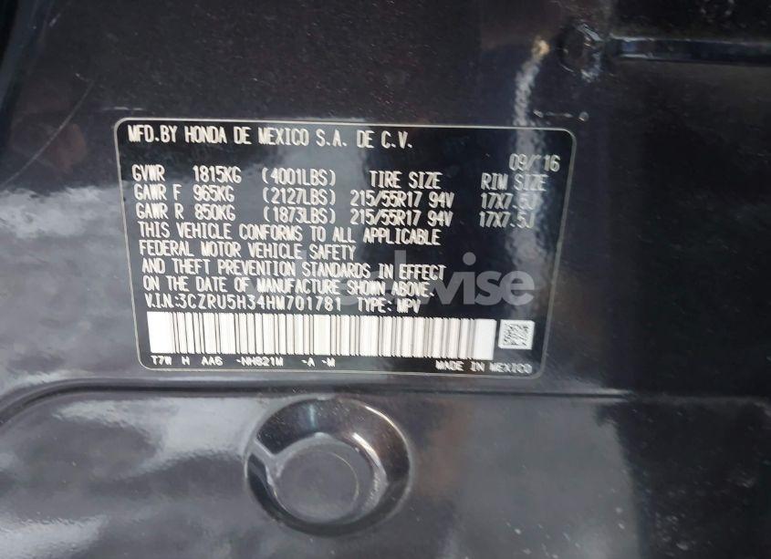 Photo 9 of 2017 Honda Hr-v LX (VIN 3CZRU5H34HM701781)