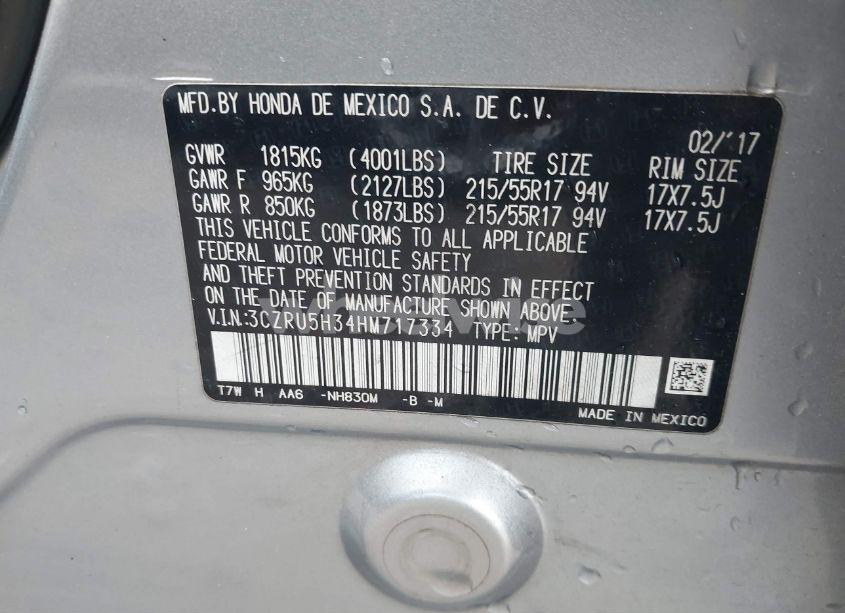 Photo 9 of 2017 Honda Hr-v LX (VIN 3CZRU5H34HM717334)