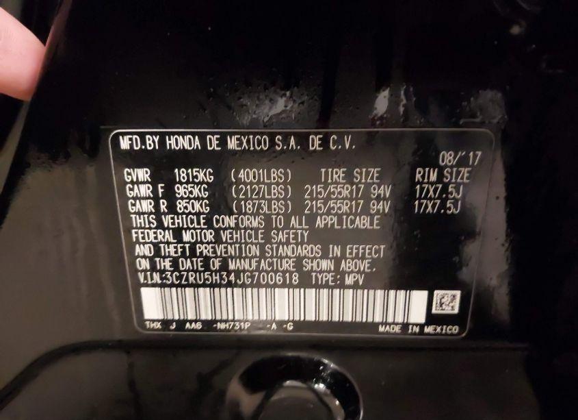 Photo 9 of 2018 Honda Hr-v LX (VIN 3CZRU5H34JG700618)