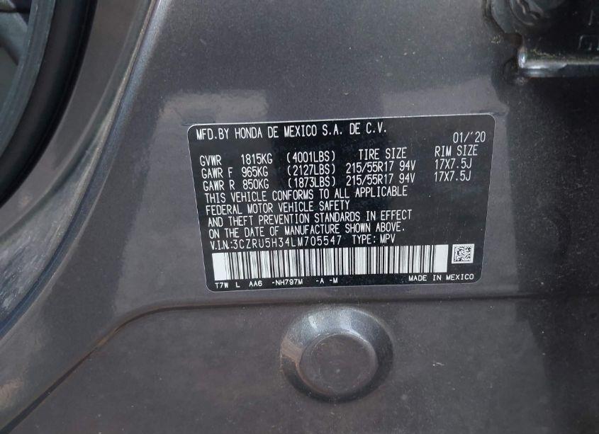 Photo 9 of 2020 Honda Hr-v 2WD LX (VIN 3CZRU5H34LM705547)