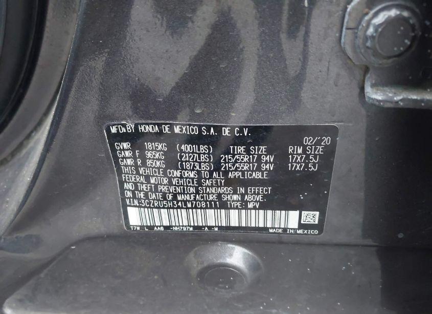 Photo 9 of 2020 Honda Hr-v 2WD LX (VIN 3CZRU5H34LM708111)