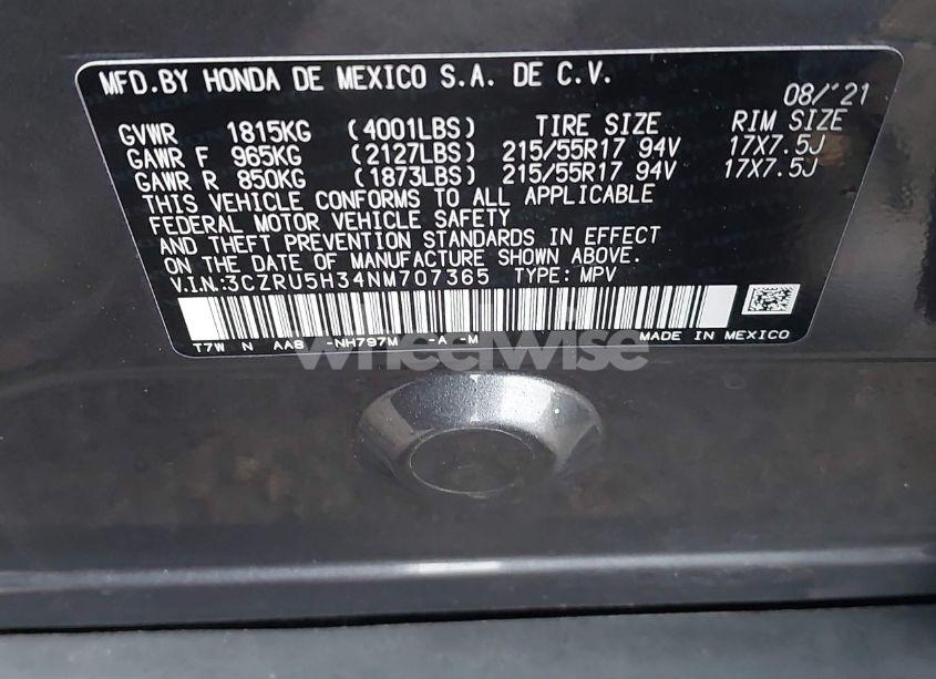 Photo 9 of 2022 Honda Hr-v 2WD LX (VIN 3CZRU5H34NM707365)