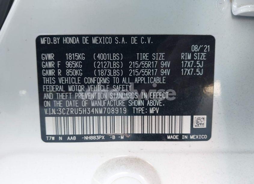 Photo 9 of 2022 Honda Hr-v 2WD LX (VIN 3CZRU5H34NM708919)