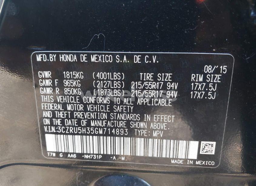 Photo 9 of 2016 Honda Hr-v LX (VIN 3CZRU5H35GM714893)