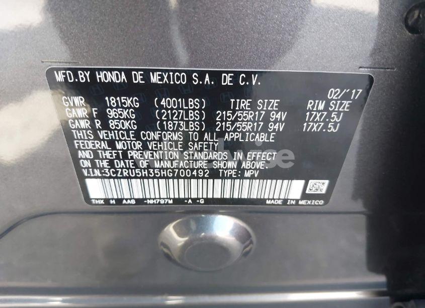 Photo 9 of 2017 Honda Hr-v LX (VIN 3CZRU5H35HG700492)