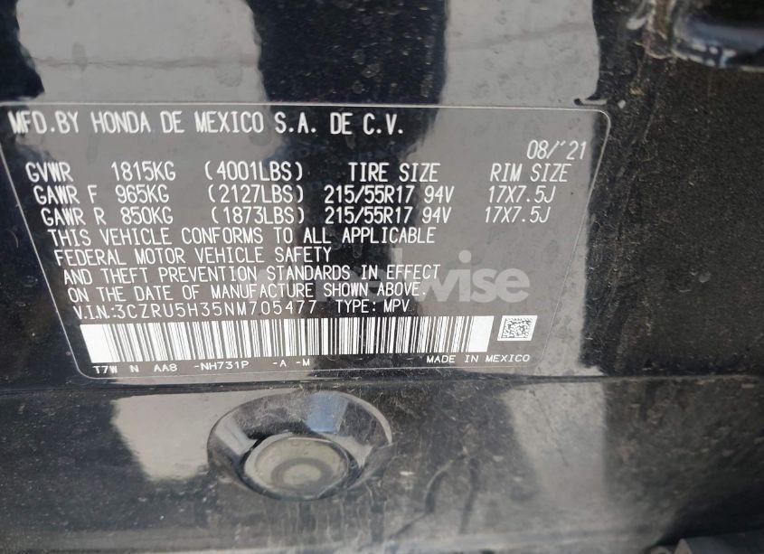 Photo 8 of 2022 Honda Hr-v 2WD LX (VIN 3CZRU5H35NM705477)