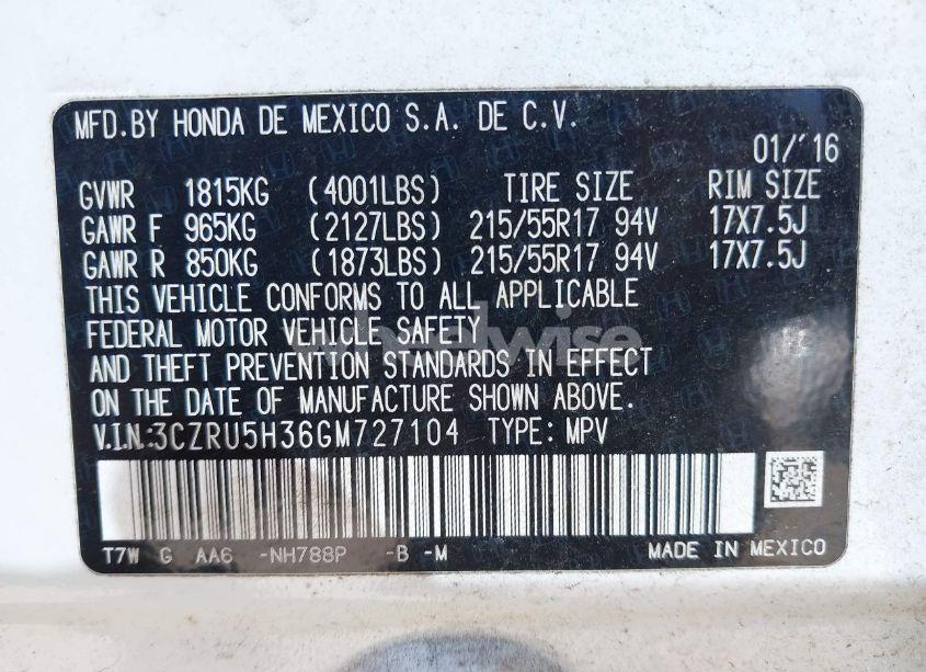 Photo 9 of 2016 Honda Hr-v LX (VIN 3CZRU5H36GM727104)