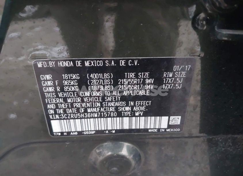 Photo 9 of 2017 Honda Hr-v LX (VIN 3CZRU5H36HM715780)