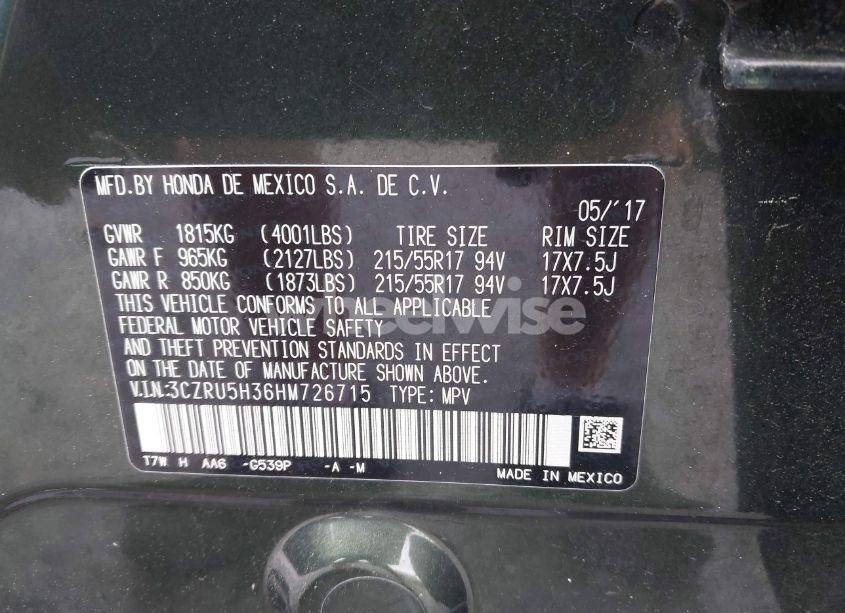 Photo 9 of 2017 Honda Hr-v LX (VIN 3CZRU5H36HM726715)