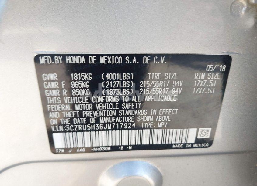 Photo 9 of 2018 Honda Hr-v LX (VIN 3CZRU5H36JM717924)