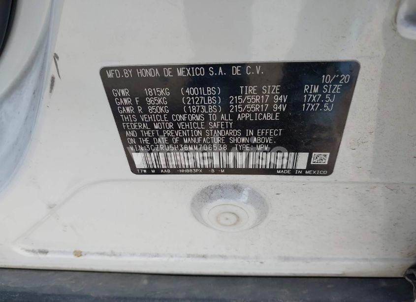 Photo 9 of 2021 Honda Hr-v 2WD LX (VIN 3CZRU5H36MM706538)