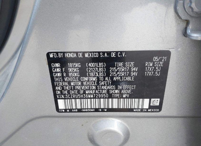Photo 9 of 2021 Honda Hr-v 2WD LX (VIN 3CZRU5H36MM729950)