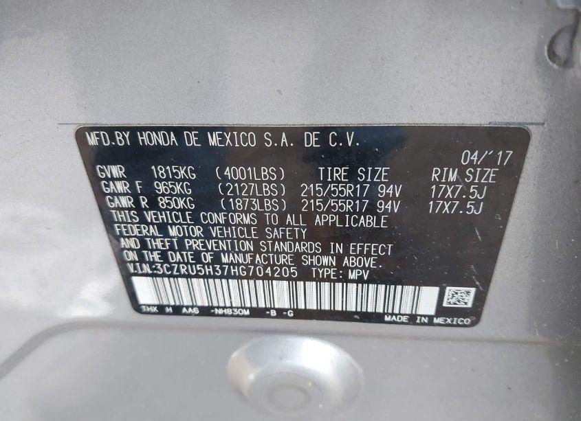 Photo 9 of 2017 Honda Hr-v LX (VIN 3CZRU5H37HG704205)