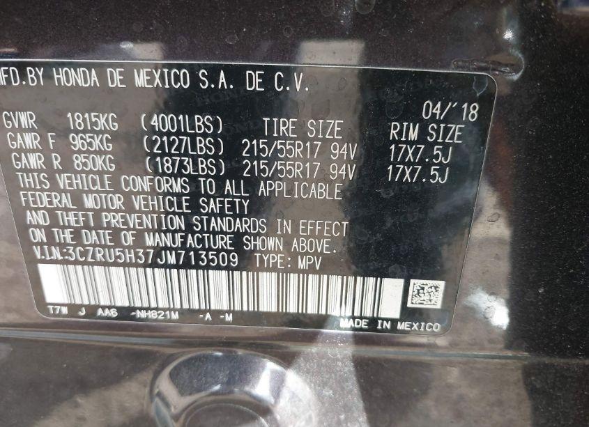 Photo 9 of 2018 Honda Hr-v LX (VIN 3CZRU5H37JM713509)
