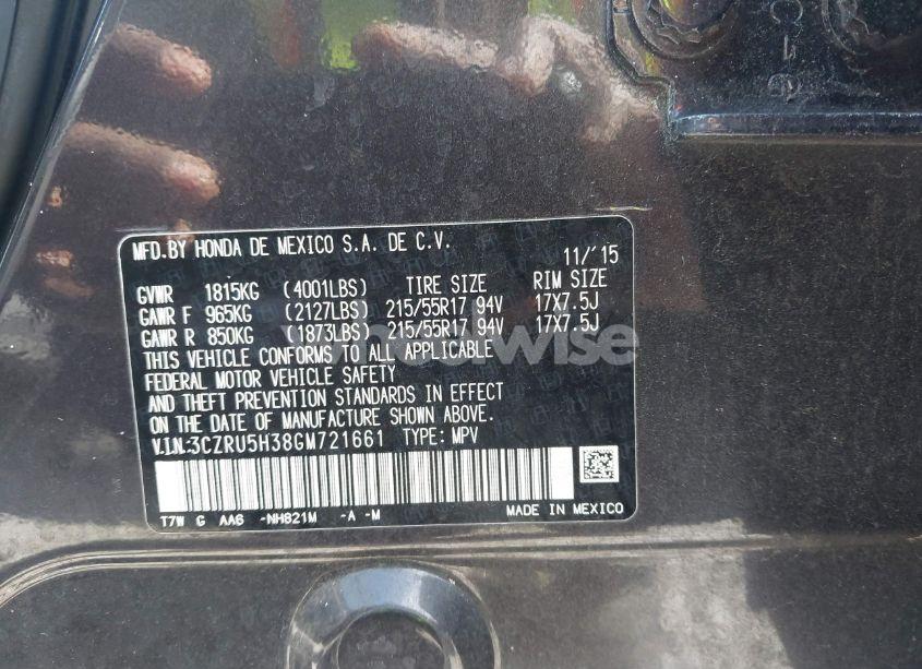 Photo 9 of 2016 Honda Hr-v LX (VIN 3CZRU5H38GM721661)